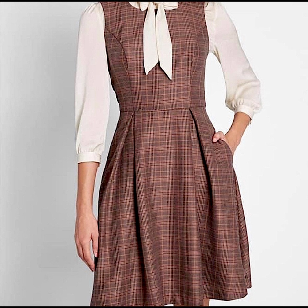 Modcloth Plaid Mini Skater Dress with Pockets